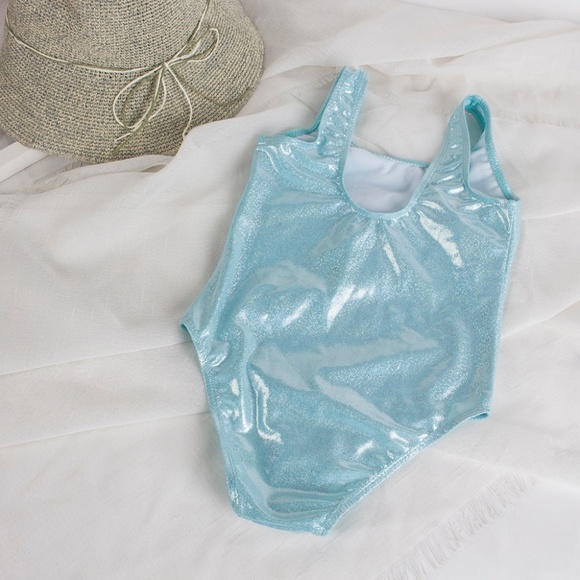 NEW blue unicorn sequins kids swimsuit - Picture 4 of 4